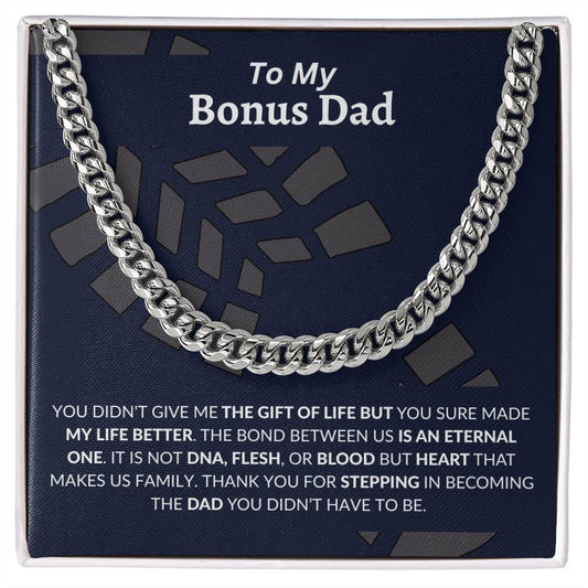 To My Bonus Dad | Thank You - Cuban Link Chain