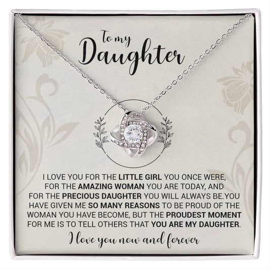 To My Daughter | I Love You, Now & Forever - Love Knot Necklace